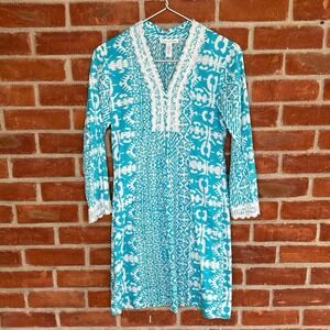 Oscar De La Renta blue cotton shift dress